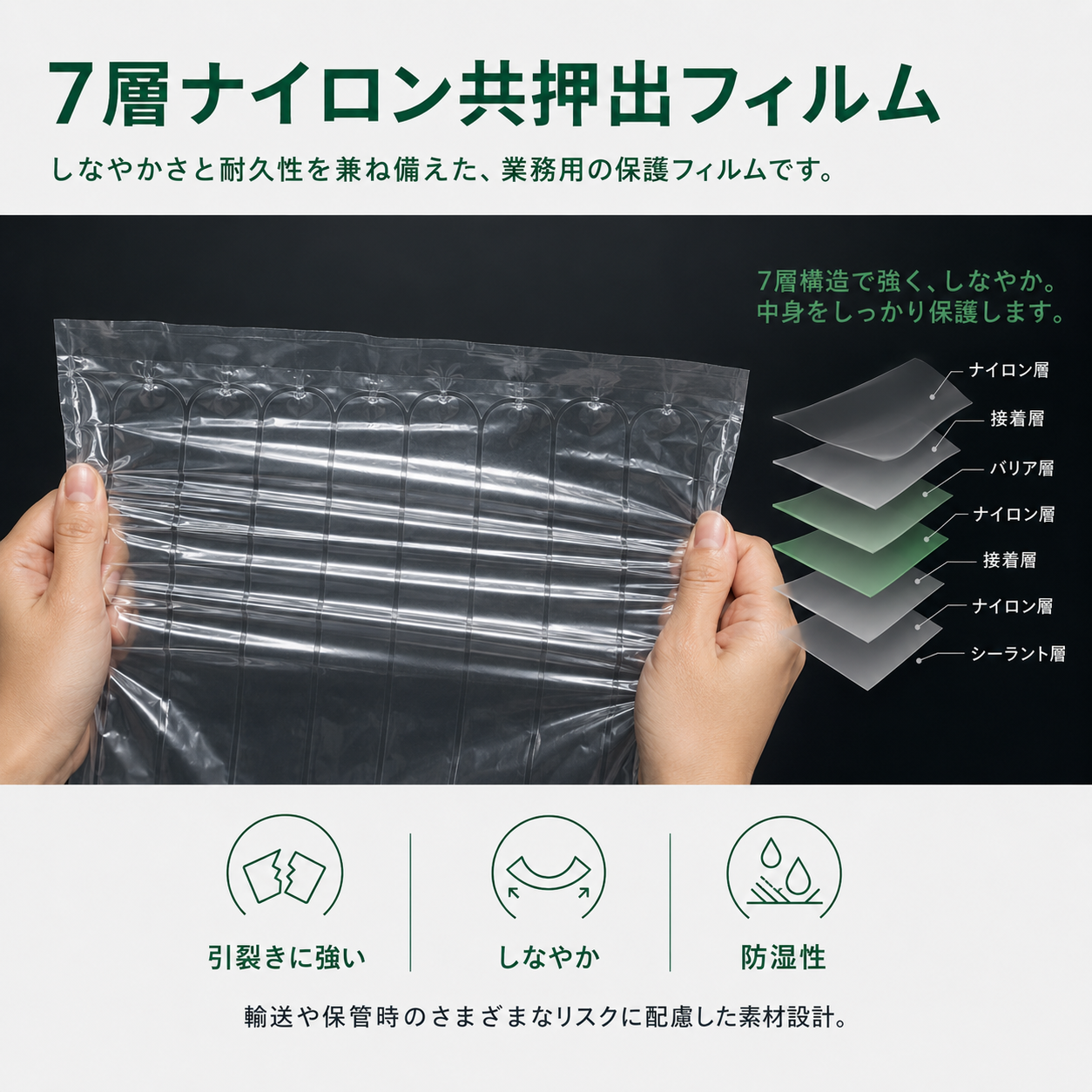 エアー緩衝フィルムロール | 気柱ロール 20〜110cm幅対応 独立気室構造 梱包材